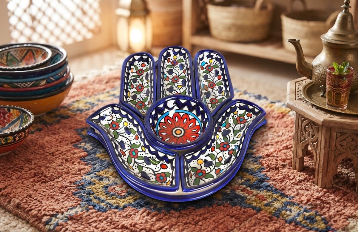 Fatima Hand Serving Plate divided into 6 sections